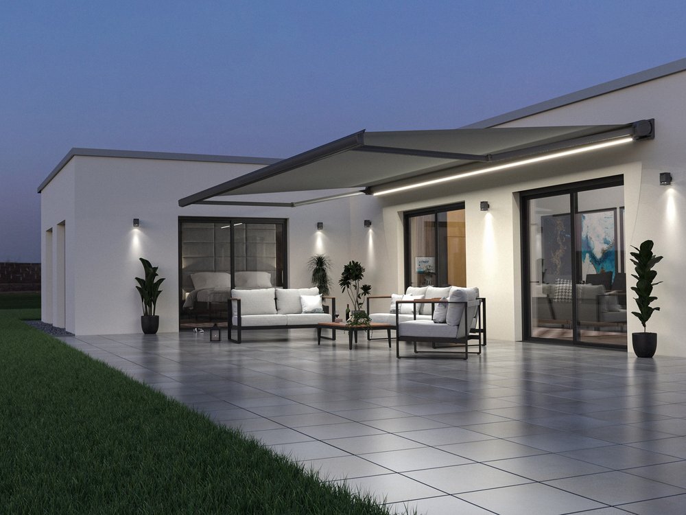 Auvent lumineux pour terrasse moderne