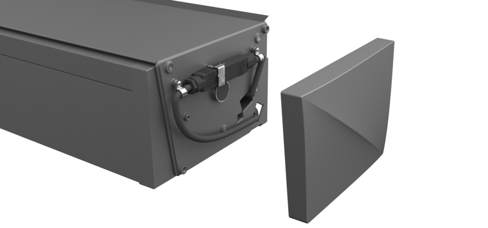 Boîtier gris avec connecteur électrique