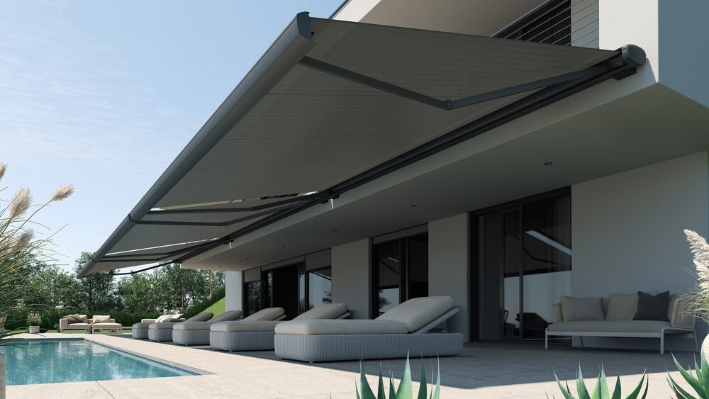Tenteau rétractable terrasse moderne